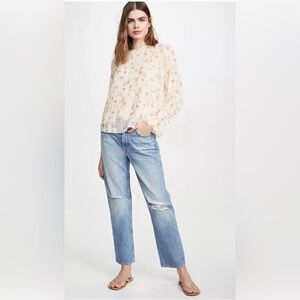 Vince Pressed Petal chiffon long sleeve Top